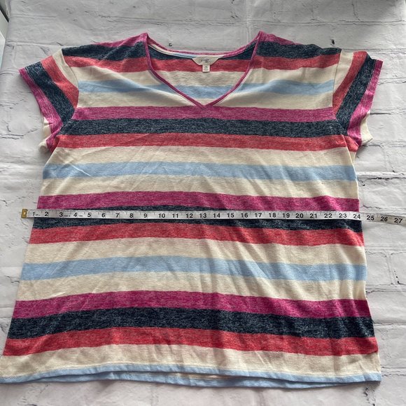 Terra & Sky Women's Plus Size Striped V-Neck Shirt - Picture 4 of 6